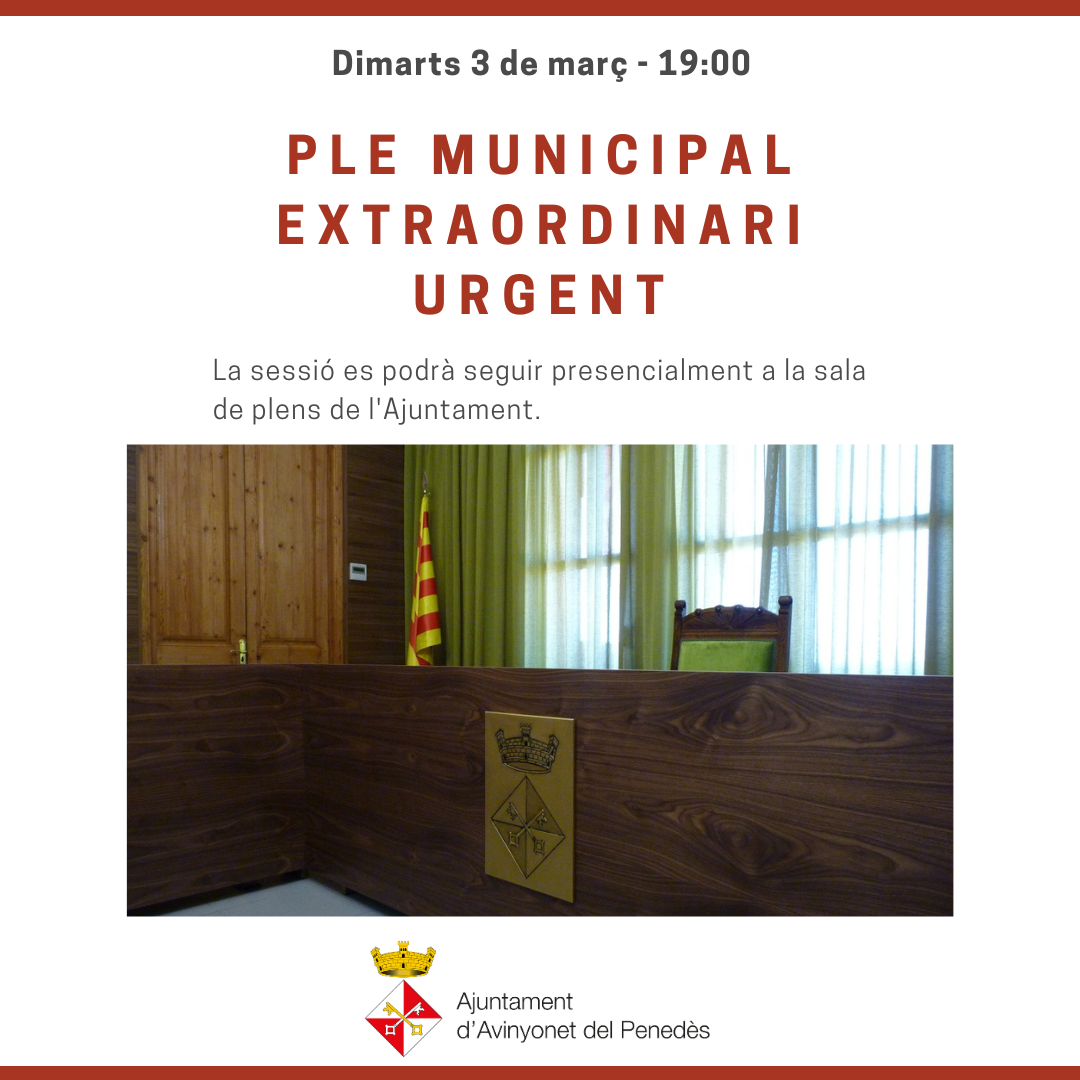 Ple municipal extraordinari urgent