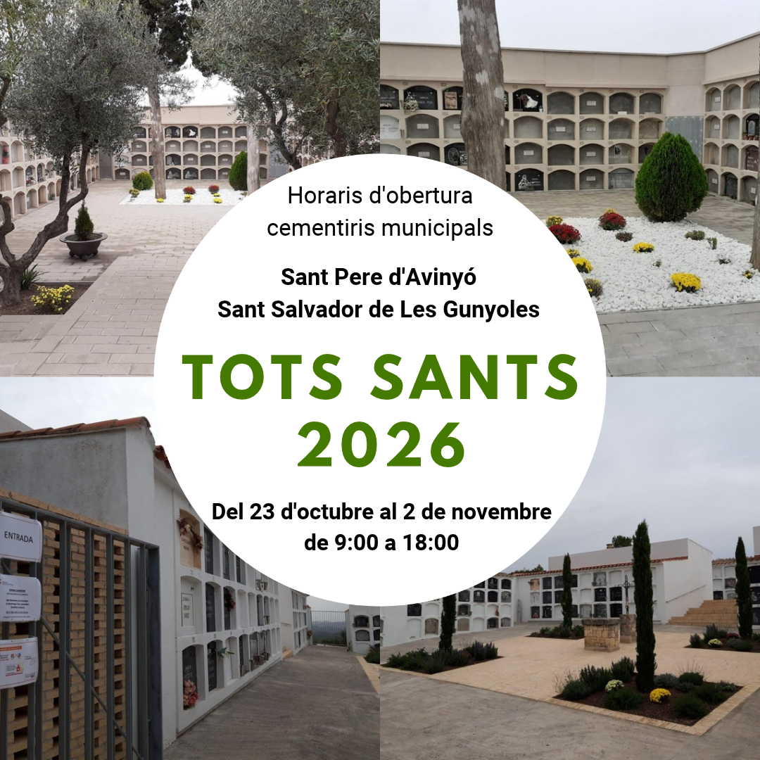 Horaris d'obertura dels cementiris municipals Tots Sants