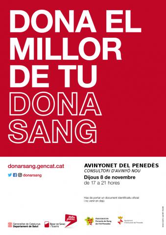 Dijous 8 de novembre Dona sang a Avinyonet del Penedès