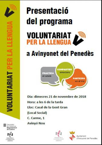 Acte Informatiu del programa Voluntariat per la llengua al municipi