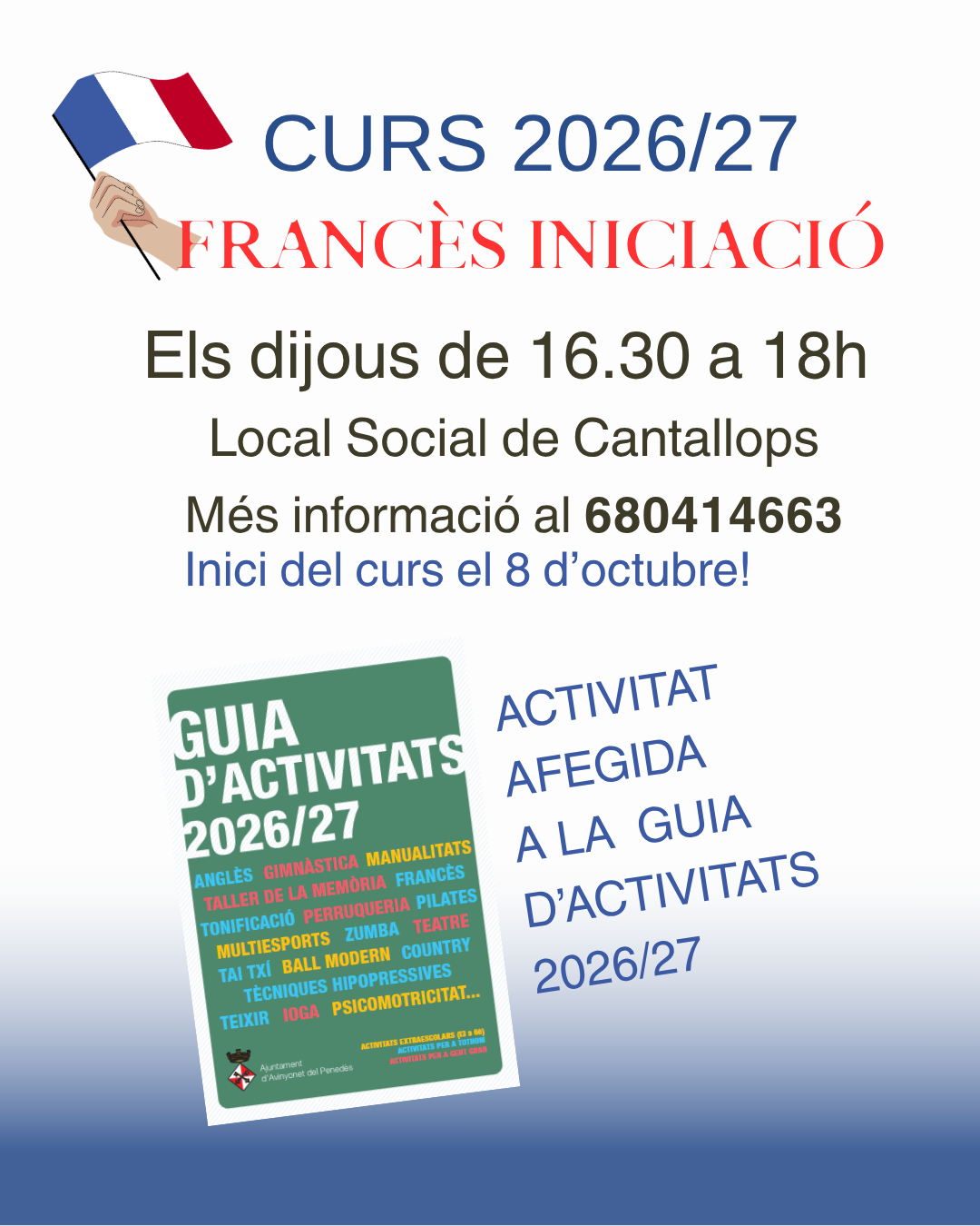 Nou curs de franc&egrave;s d'iniciaci&oacute;, una nova proposta que s'afegeix a la Guia d'Activitats 2026/27